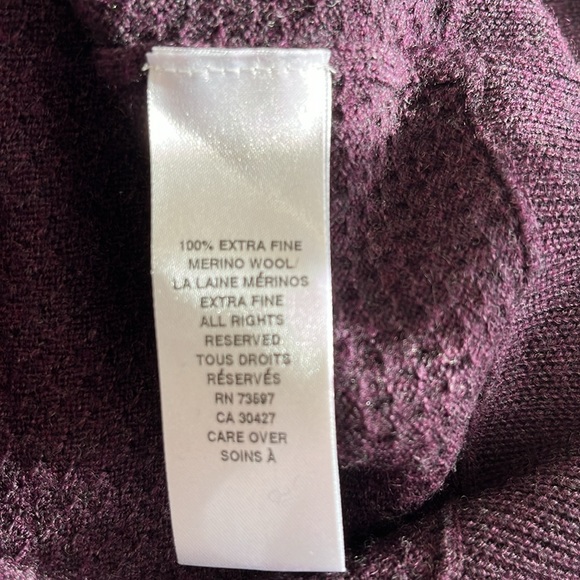 Raffi 100% Fine Wool Men Sweater Purple Size XL Quarter Zip Pullover - Picture 6 of 7